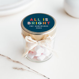 Bright 1 foto marineblauw moderne kerstfamilie ronde sticker