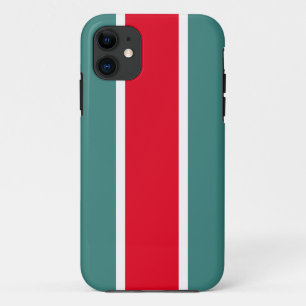 Bright 70s Red White Ocean Blauwgroen Racing Strip Case-Mate iPhone Case