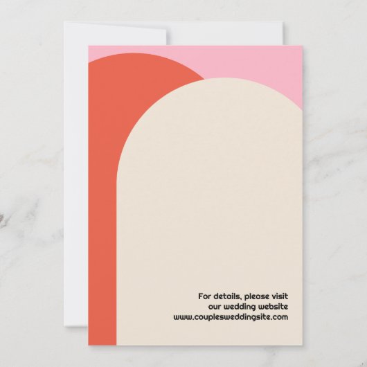 Bright 70s Style Roze & Sinaasappel Save the Date Kaart (Achterkant)