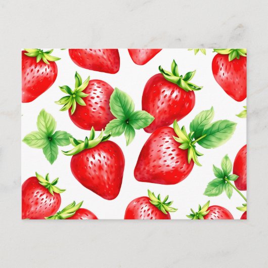 Bright Aardbeien in Waterverf op Wit Briefkaart (Voorkant)