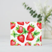 Bright Aardbeien in Waterverf op Wit Briefkaart (Staand voorkant)