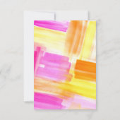 Bright abstract art pink yellow wedding RSVP kaartje (Achterkant)