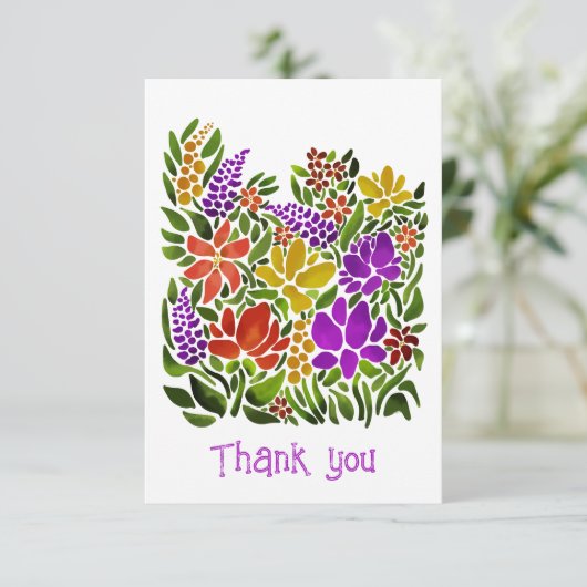 Bright Abstract Floral Flat Dank u kaart (Staand voorkant)