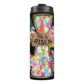 Bright Abstract Floral He Is Risen Cross Thermosbeker (Voorkant)