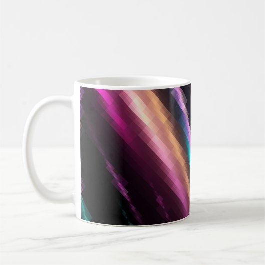 Bright abstract mosaic multicolored background wit koffiemok (Links)
