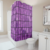 Bright abstract mosaic violet background with glos douchegordijn (In situ)