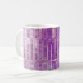Bright abstract mosaic violet background with glos koffiemok (Voorkant links)