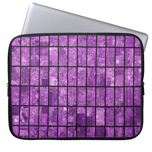 Bright abstract mosaic violet background with glos laptop sleeve (Voorkant)
