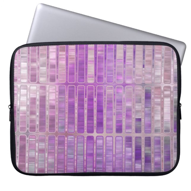 Bright abstract mosaic violet background with glos laptop sleeve (Voorkant)