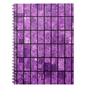 Bright abstract mosaic violet background with glos notitieboek