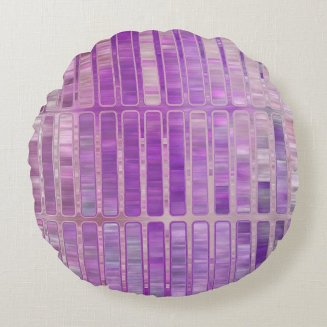 Bright abstract mosaic violet background with glos rond kussen (Voorkant)