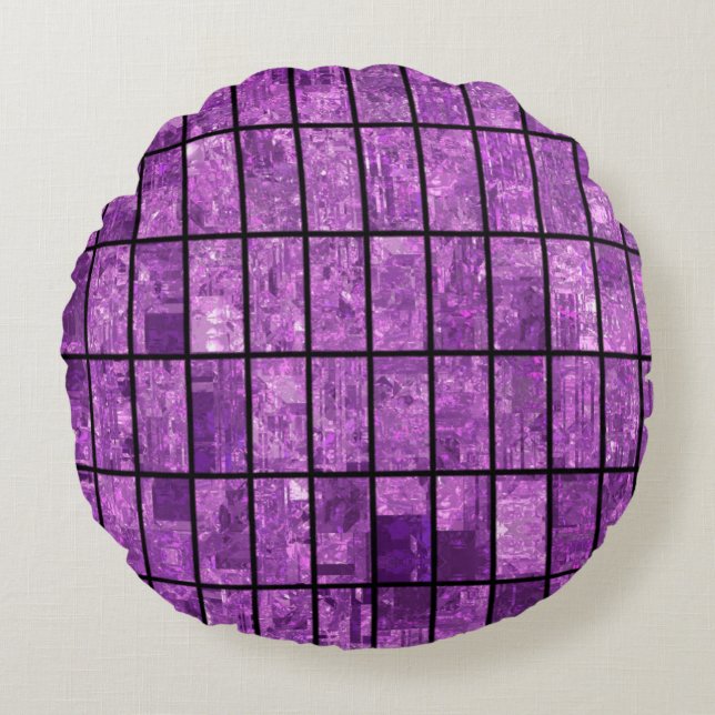Bright abstract mosaic violet background with glos rond kussen (Voorkant)