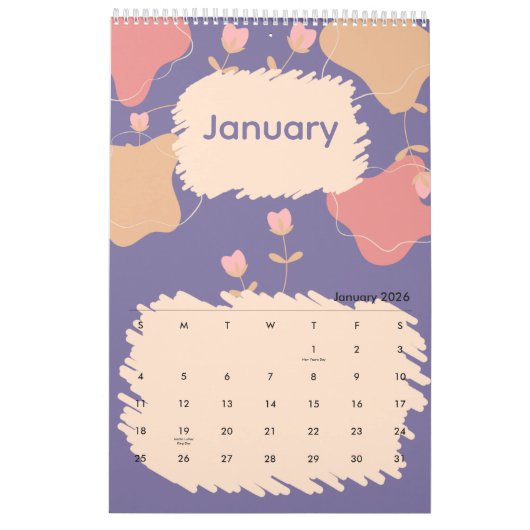 Bright Abstract Pastel Flowers Kalender (Jan 2026)