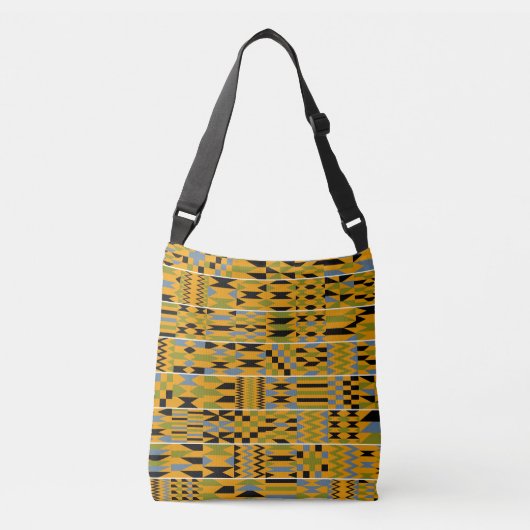 Bright Afrocentric Golden Kente Crossbody Tas (Voorkant)