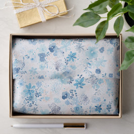 Bright Airy Blue Summer Floral Pattern Tissuepapier