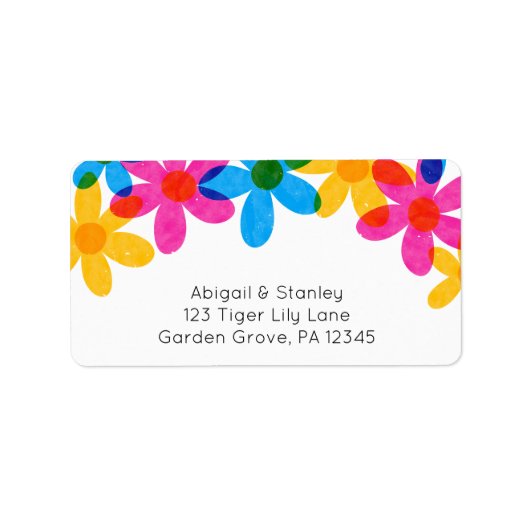 Bright and Bold Hippie Flowers Retouradres Etiket (Voorkant)