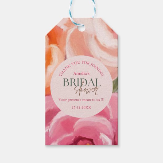 bright and bold vibrant floral bridal shower cadeaulabel (Voorkant)