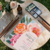 bright and bold vibrant floral bridal shower kaart