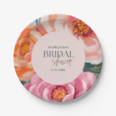 bright and bold vibrant floral bridal shower papieren bordje (Voorkant)