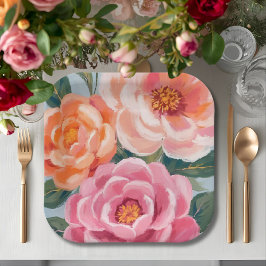 bright and bold vibrant floral bridal shower papieren bordje