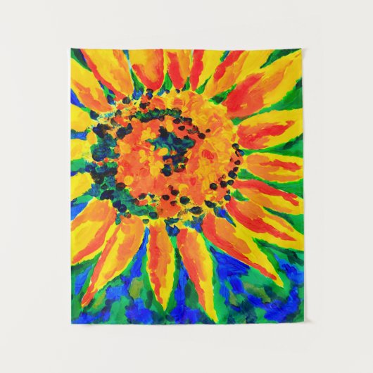 Bright and Cheerful Single Sunflower Acrylic Paint Wandkleed (Voorkant)