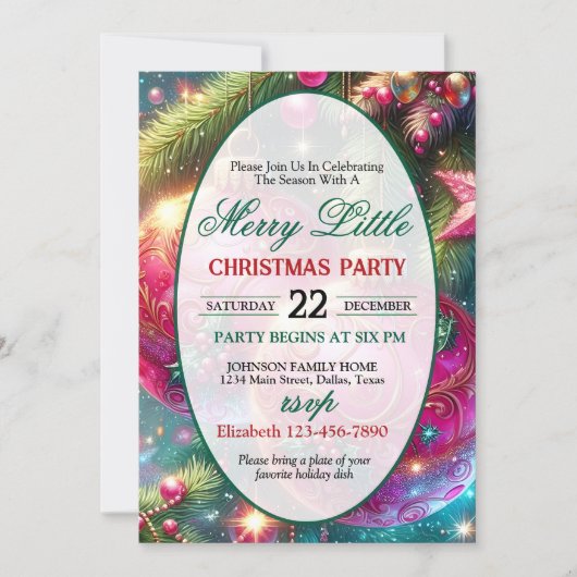 Bright and Colorful Christmas Party Invitation Kaart (Voorkant)