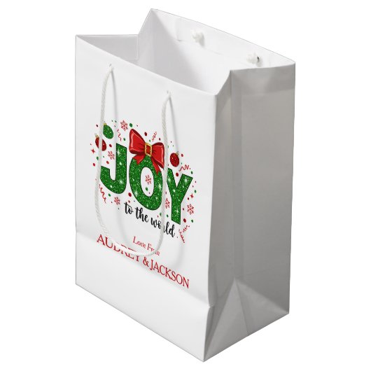 Bright and Colorful Joy Christmas Medium Cadeauzakje (Voorkant Gekanteld)