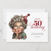 Bright and funny 50 lady greeting birthday card kaart (Voorkant)