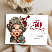 Bright and funny 50 lady greeting birthday card kaart
