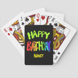 Bright and Happy Birthday Custom Name Pokerkaarten