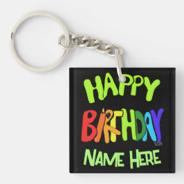 Bright and Happy Birthday Custom Name Sleutelhanger