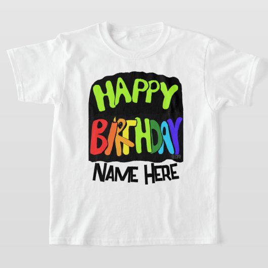 Bright and Happy Birthday Custom Name T-shirt (Laagn)