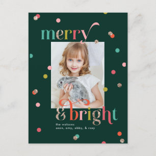 Bright and Merry Holiday Photo Card Briefkaart