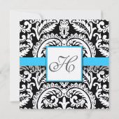 Bright Aqua Black Silver Wedding Invitations Kaart (Achterkant)