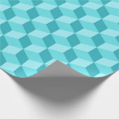 BRIGHT AQUA BLUE GEOMETRIC CUBE PATTERS CADEAUPAPIER (Hoek)