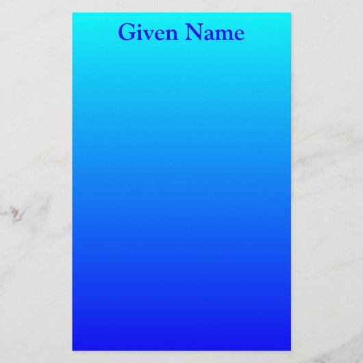 Bright Aqua Blue gepersonaliseerd ombre Briefpapier (Voorkant)