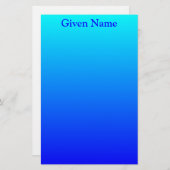 Bright Aqua Blue gepersonaliseerd ombre Briefpapier (Voorkant / Achterkant)