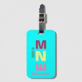 Bright Aqua Blue met meerdere kleuren Boho Bagagelabel