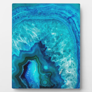 Bright Aqua Blue Turquoise Geode Minerale Stone Fotoplaat