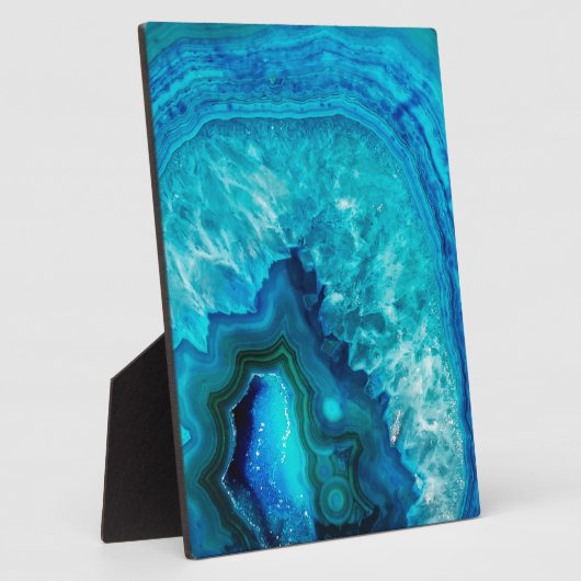 Bright Aqua Blue Turquoise Geode Minerale Stone Fotoplaat (Zijkant)