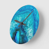 Bright Aqua Blue Turquoise Geode Minerale Stone Ronde Klok (Hoek)