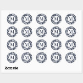 Bright Aqua Damask Monogram Wedding Stickers (Vel)