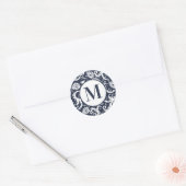 Bright Aqua Damask Monogram Wedding Stickers (Envelop)