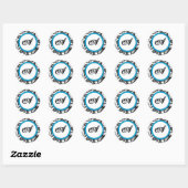 Bright Aqua Damask Monogram Wedding Stickers (Vel)