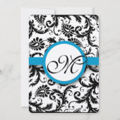 Bright Aqua Damask Swirls Wedding Kaart (Achterkant)