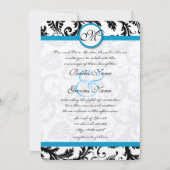 Bright Aqua Damask Swirls Wedding Kaart (Voorkant)