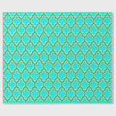 Bright Aqua Emerald Green Wht XL Moroccan #4DS Cadeaupapier (Vlak)