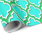 Bright Aqua Emerald Green Wht XL Moroccan #4DS Cadeaupapier (Rol Hoek)
