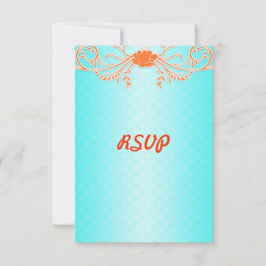 Bright Aqua en Tangerine Sinaasappel Wedding RSVP (Voorkant)