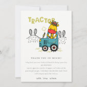 Bright Aqua Giraffe in Boerderij Tractor Boys Verj Bedankkaart (Voorkant)